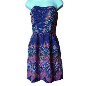 Charlie Jade Anthropologie Women's XS Strapless Purple Multi-Color Mini Dress